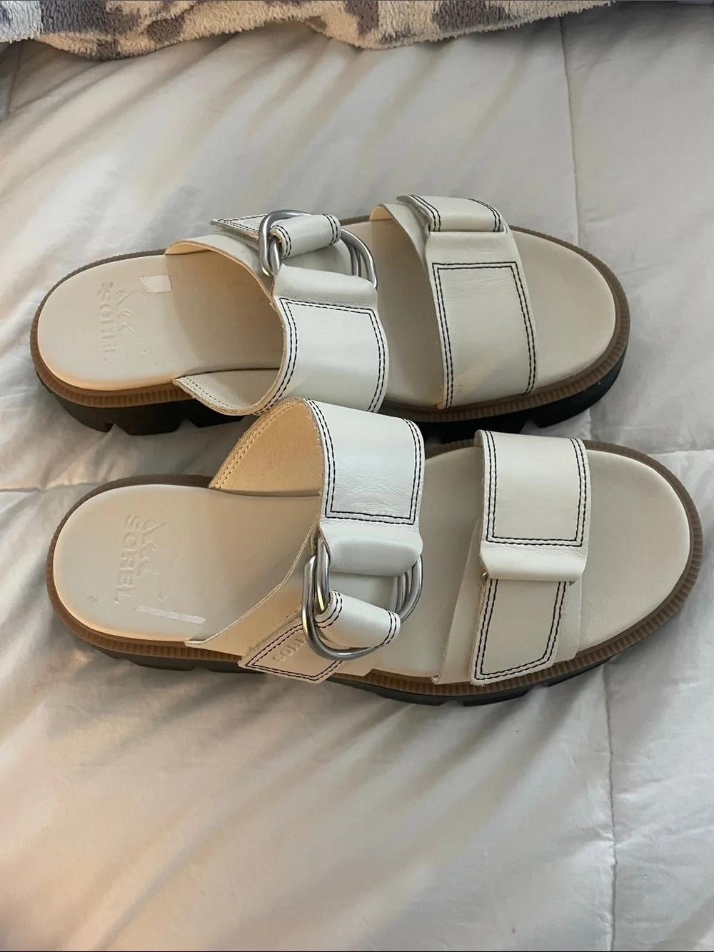 Sorel Cream Double-Strap Buckle leather, chunky Sandals - Picture 10 of 13
